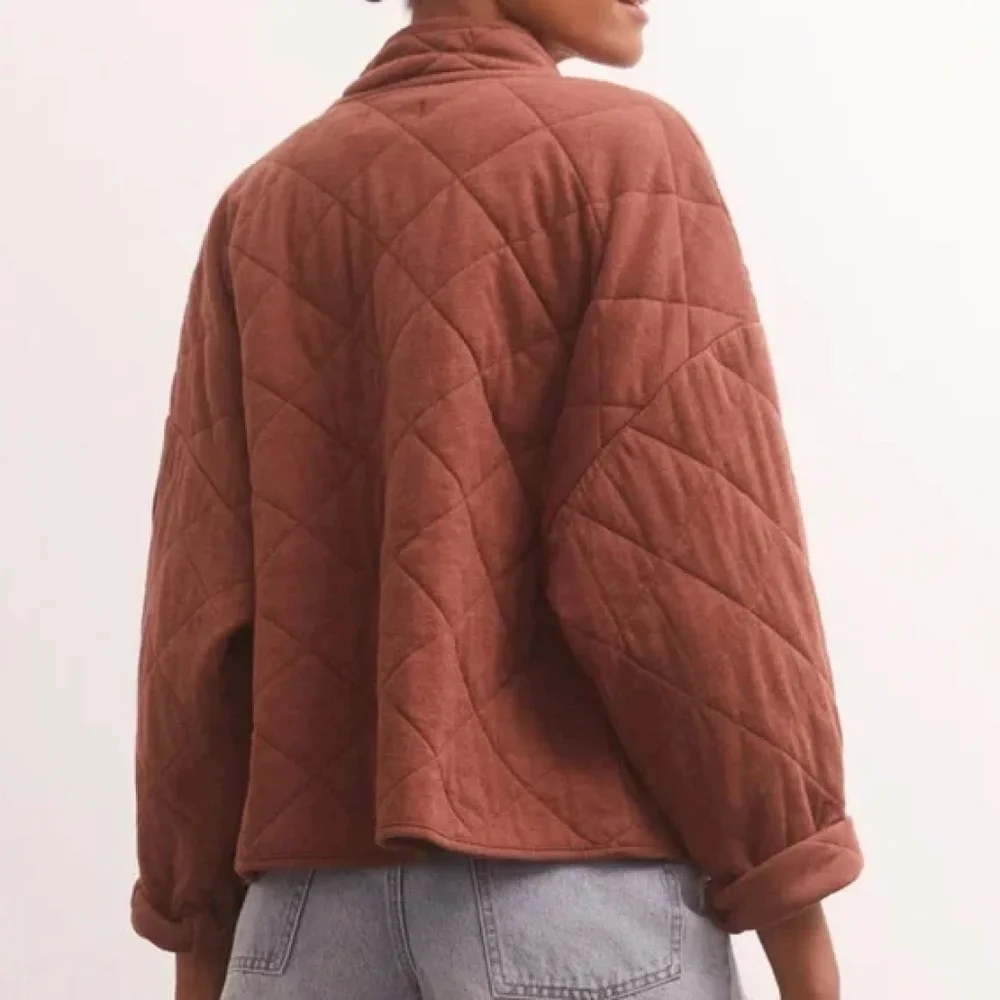 Z Supply Quilted Bomber Jacket in Rust - Picture 2 of 15